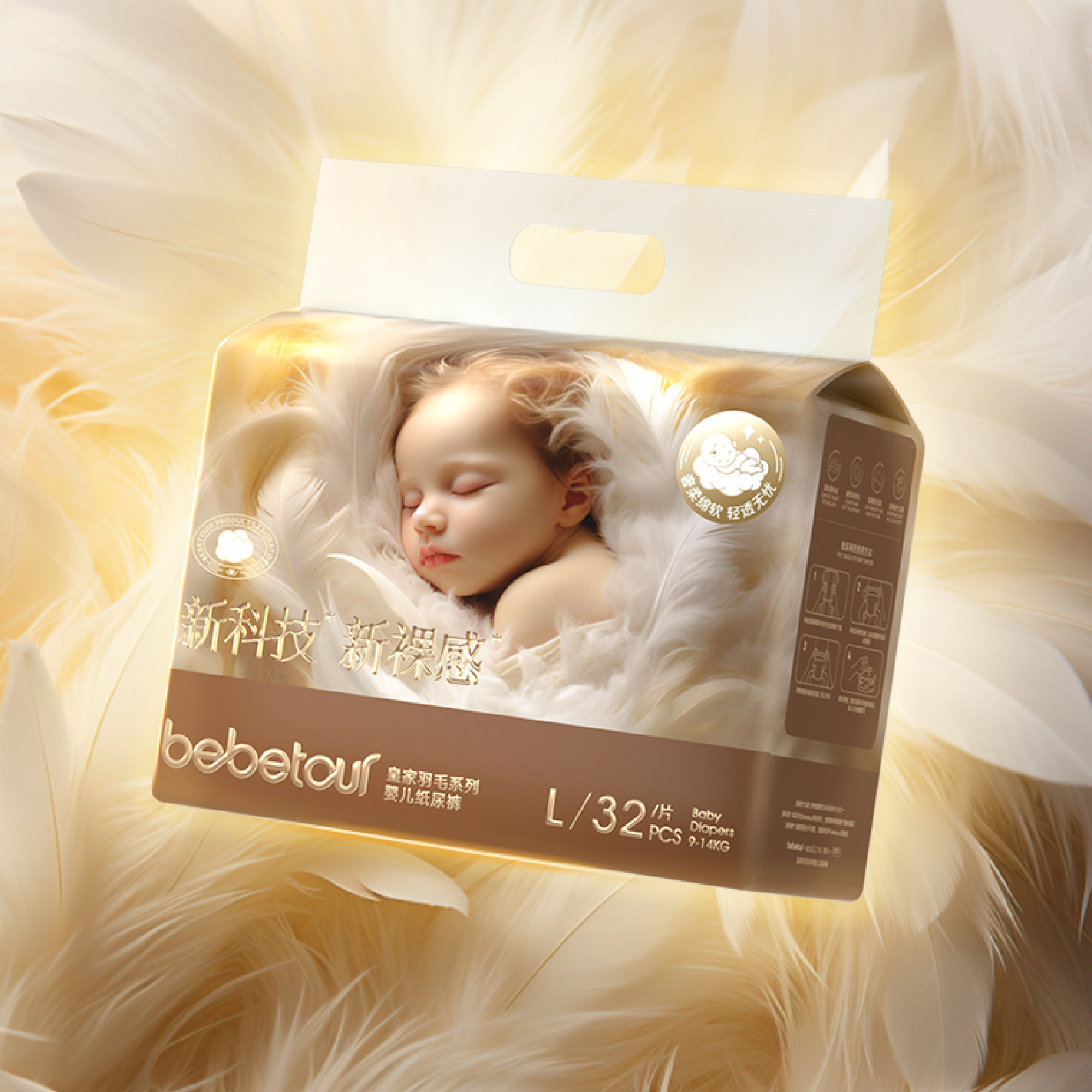 Bebetour Royal Feather Nappy Pack - Ultra-Soft and Hypoallergenic nappy for Delicate Skin